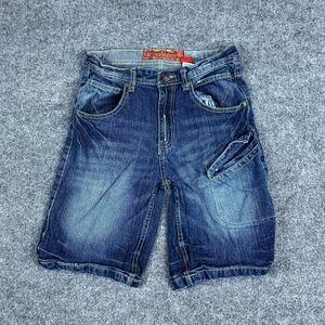 Roadblock‎ Jean Shorts Boys Size 12 Blue Denim Cargo Distressed Utility Pockets